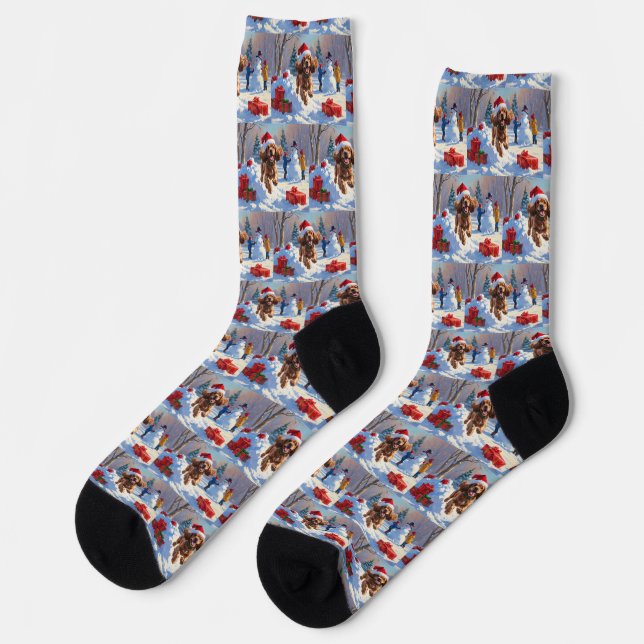 Chaussette Cocker Spaniel coule dans la neige avec le Casquet (Gauche)