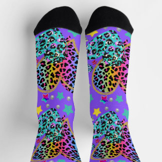 Chaussette cœur, avec léopard