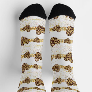 Chaussette cœur, avec léopard