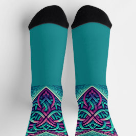 Chaussette Coeur celtique avec Arrière - plan Turquoise