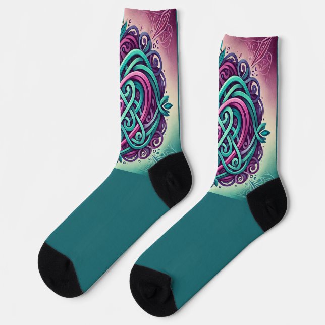 Chaussette Coeur celtique avec Turquoise (Gauche)