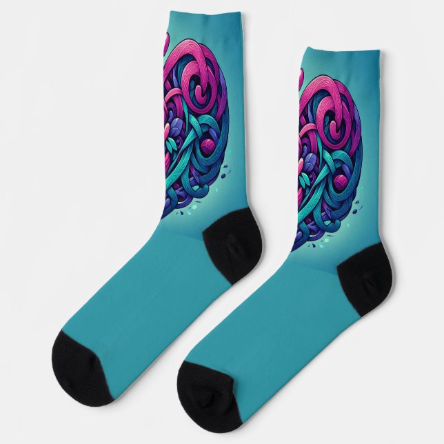 Chaussette Coeur crolly avec bleu Tealy (Gauche)