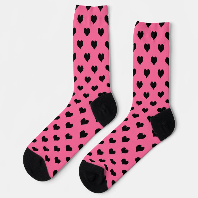 Chaussette Coeur d'amour noir sur Arrière - plan rose (Gauche)