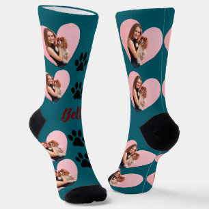 Chaussette Coeur de photo de 2 animaux de compagnie personnal