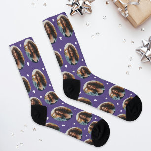 Chaussette Coeur de photo de la petite amie personnalisée vio
