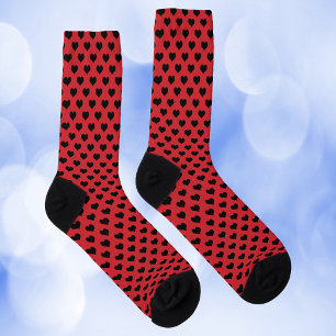 Chaussette Coeur Motif noir sur Arrière - plan rouge