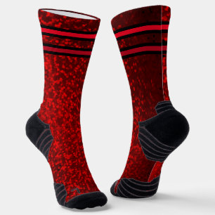 Chaussette coeur parties scintillant rouge