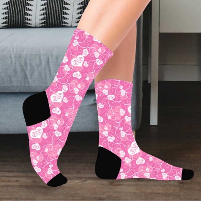 Chaussette Coeur rose floral (Créateur téléchargé)