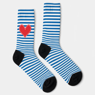 Chaussette Coeur rouge Bleu et Blancs