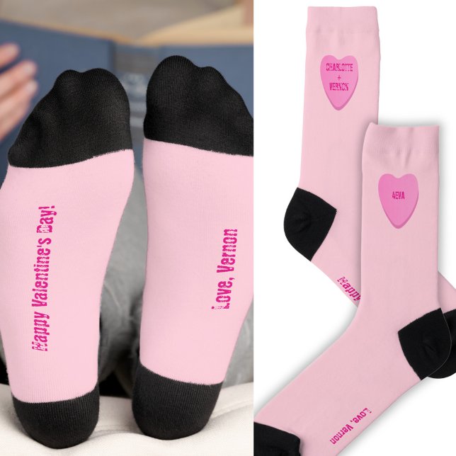 Chaussette Coeur sucré personnalisé mignon Saint Valentin Ros (Cute personalized retro candy candy heart socks for Valentine's Day!)
