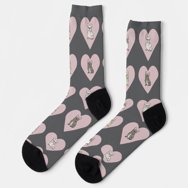 Chaussette Coeurs d'amis frenchie (Gauche)