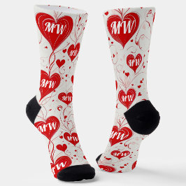 Chaussette Coeurs monogrammes féminins de la Saint-Valentin