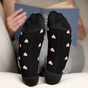 Chaussette Coeurs Motif noir rose Iridescente mignonne jolie