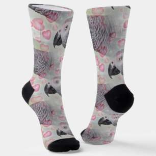 Chaussette Coeurs Puffy Gris Africains