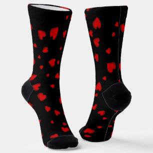 Chaussette Coeurs rouges sur noir