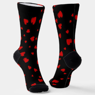 Chaussette Coeurs rouges sur noir