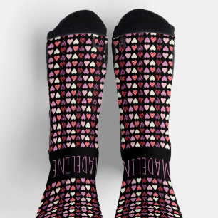 Chaussette Coeurs Simple Main Tirée Saint Valentin Motif