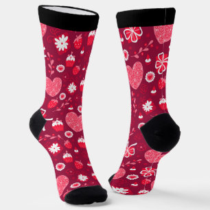 Chaussette Coeurs Valentines rouges roses et blanches Chausse