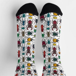 Chaussette Coléoptères sur fond blanc