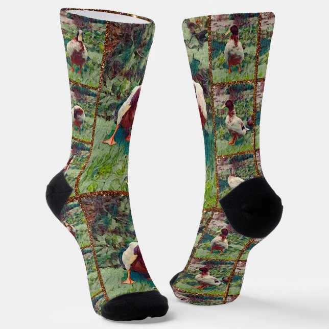 Chaussette Collage photo de canard amarré, Chaussettes d'équi (Angulaire)