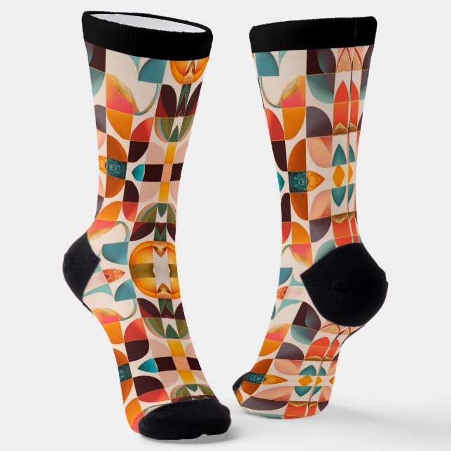 Chaussette Collection de Carrés Abstraits populaires Retro (Angulaire)
