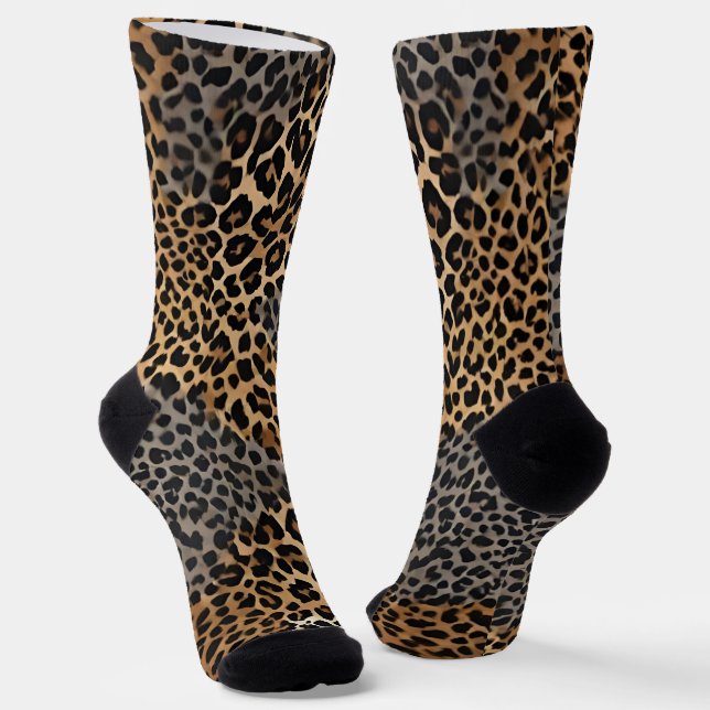 Chaussette Collection moderne de luxe blanc léopard élégant (Angulaire)
