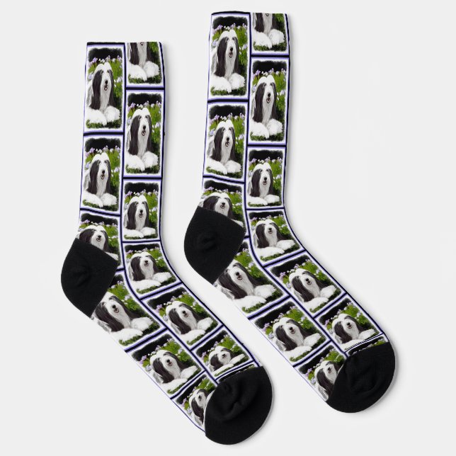 Chaussette Collie hardie Black Peinture Cute Dog Art (Droite)