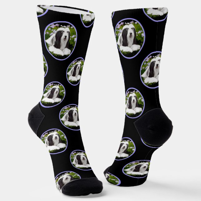 Chaussette Collie hardie Black Peinture Cute Dog Art (Angulaire)