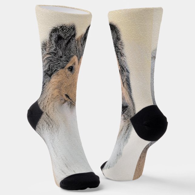 Chaussette Collie (Rough) Peinture - Cute Original Chien Art (Angulaire)