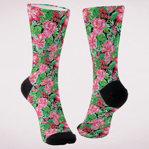 Chaussette Coloré moderne Preppy Tropical Floral Noël