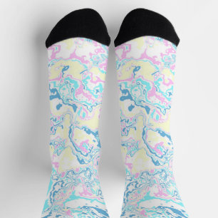 Chaussette Coloré Pastel Clair Abstrait Bohème Marbré Groovy