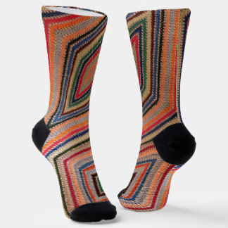 Chaussette Colorful Crochet Squares Print