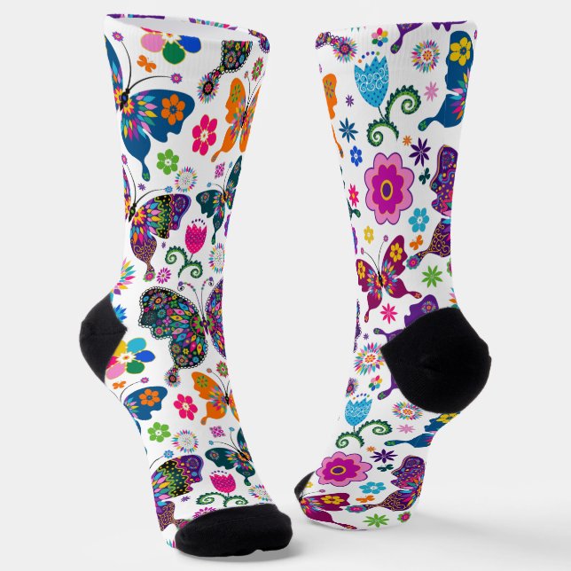 Chaussette Colorful Retro BVutterflies Motif (Angulaire)