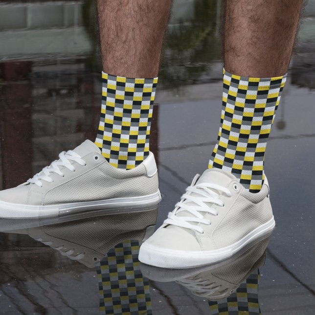 Chaussette Combinaison de couleurs jaune, noir et gris (Créateur téléchargé)