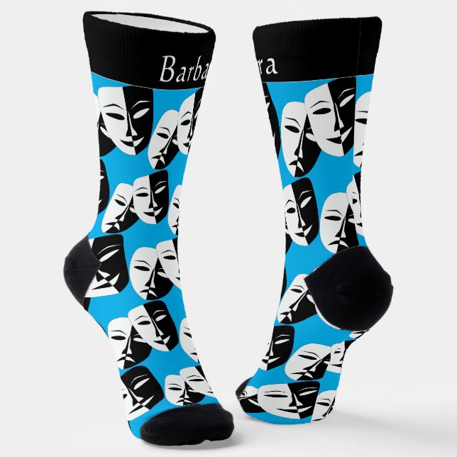 Chaussette Comédie théâtrale et tragique Masque Monogramme Ch (Angulaire)