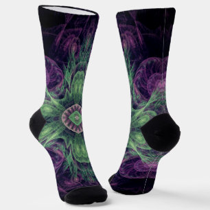Chaussette Conception Abstraite fractale violet et verte