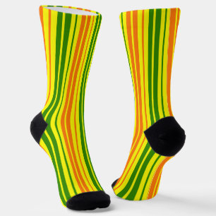 Chaussette Conception de bandes verticales orange jaune vert