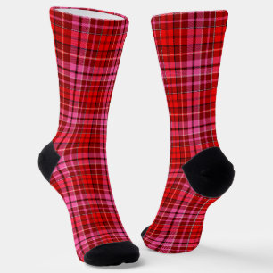 Chaussette Conception de carreaux Tartan Rouge Grenat Rose
