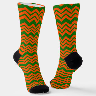 Chaussette Conception de chevron en zigzag vert orange