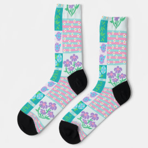 Chaussette Conception de fleurs vibrantes en fleurs