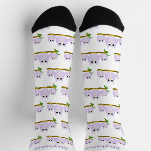 Chaussette Conception de hiboux lilas personnalisée
