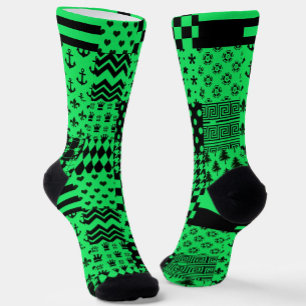 Chaussette Conception de maquette Motif mixte en noir vert