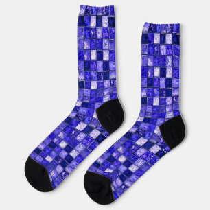 Chaussette Conception de mosaïque bleue abstraite avec textur