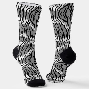 Chaussette Conception de motif de peau de tigre gris cendre