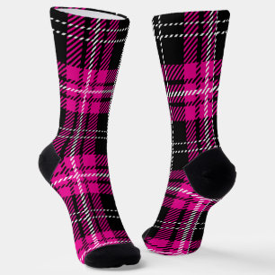 Chaussette Conception de motif tartan carreau rose et noir
