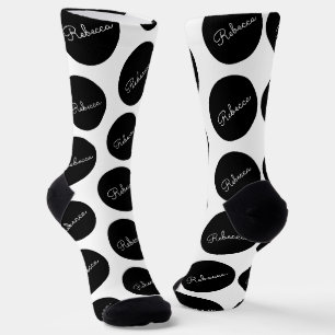 Chaussette Conception de points Polka Noir & Blanc Rétro-Mode