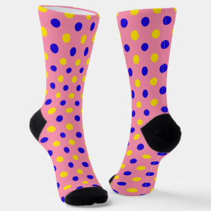 Chaussette Conception de points polka rose bleu jaune