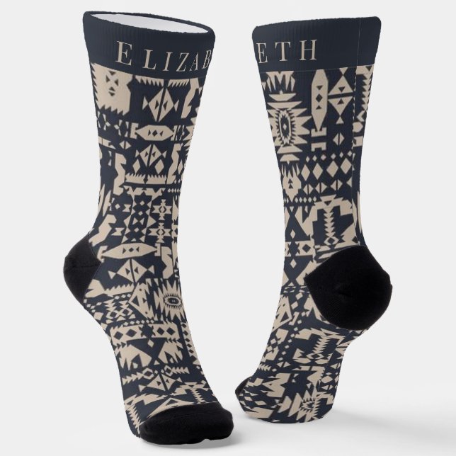 Chaussette Conception de style initial d'aztèque de monogramm (Angulaire)
