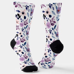 Chaussette Conception florale délicate avec feuilles de lavan