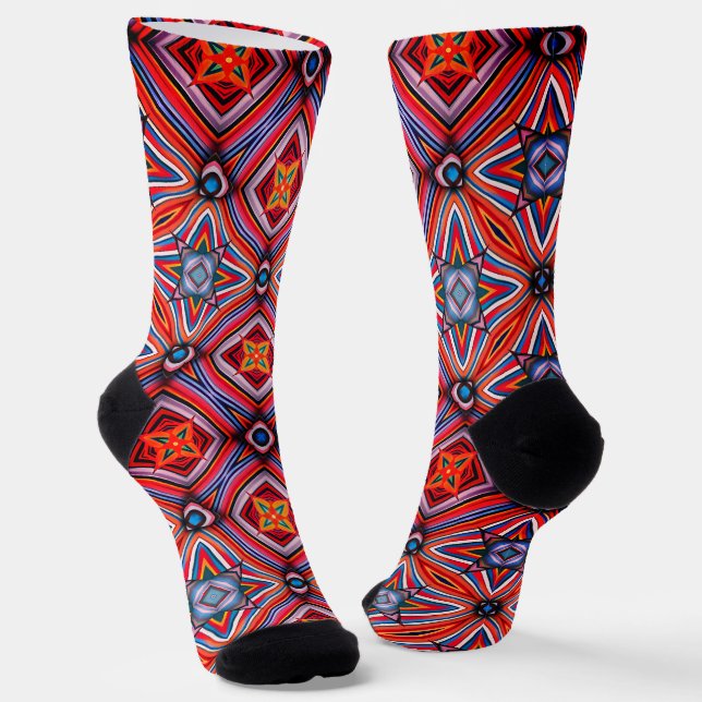 Chaussette Conception kaléidoscopique en couleur chaude (Angulaire)